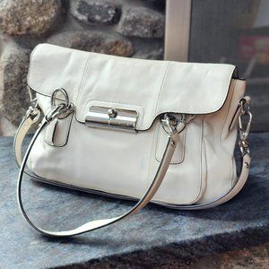 COACH Poppy Kristin E1126-18277 RARE White Leather Shoulder Hand Bag